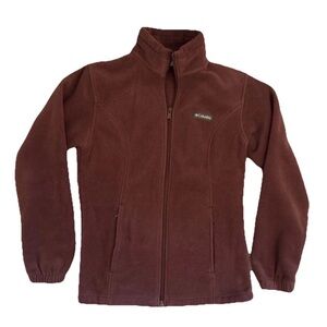 Columbia Women’s Fleece Zip Up Jacket Maroon Size Small Zip Pockets Great Cond